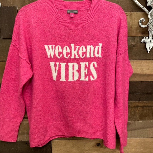 Vince Camuto Pink Weekend Vibes Sweater - Picture 1 of 7